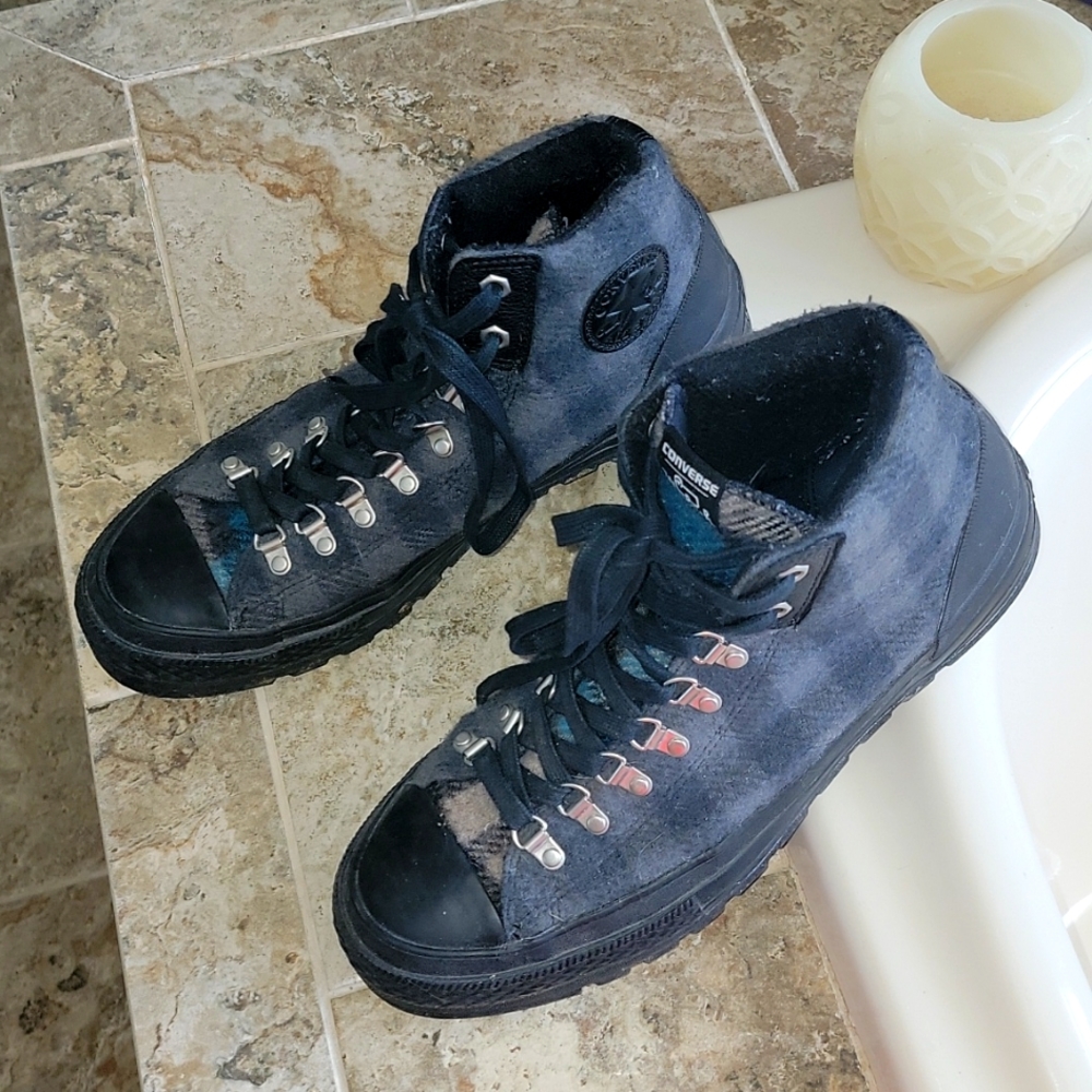 Unisex Plaid Grey/Blue Converse Woolrich Shoes Men's Sz 11 & 6.5